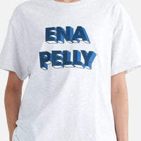 Ena Pelly 3D Logo Relaxed Tee - White Marle