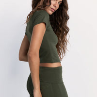Pinky & Kamal Cropped Baby Tee - Khaki