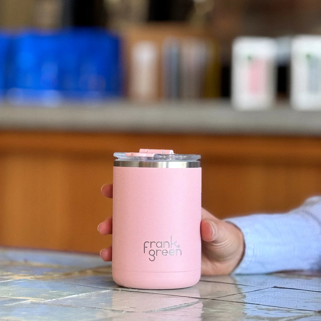 Frank Green Ceramic Coffee Cup with Hinged Lid 355ml - Cloud