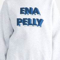 Ena Pelly 3D Logo Relaxed Sweater - White Marle