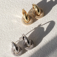 Luv AJ Pave Interlock Hoops - Gold
