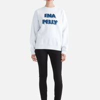 Ena Pelly 3D Logo Relaxed Sweater - White Marle