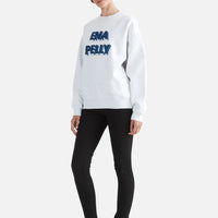 Ena Pelly 3D Logo Relaxed Sweater - White Marle