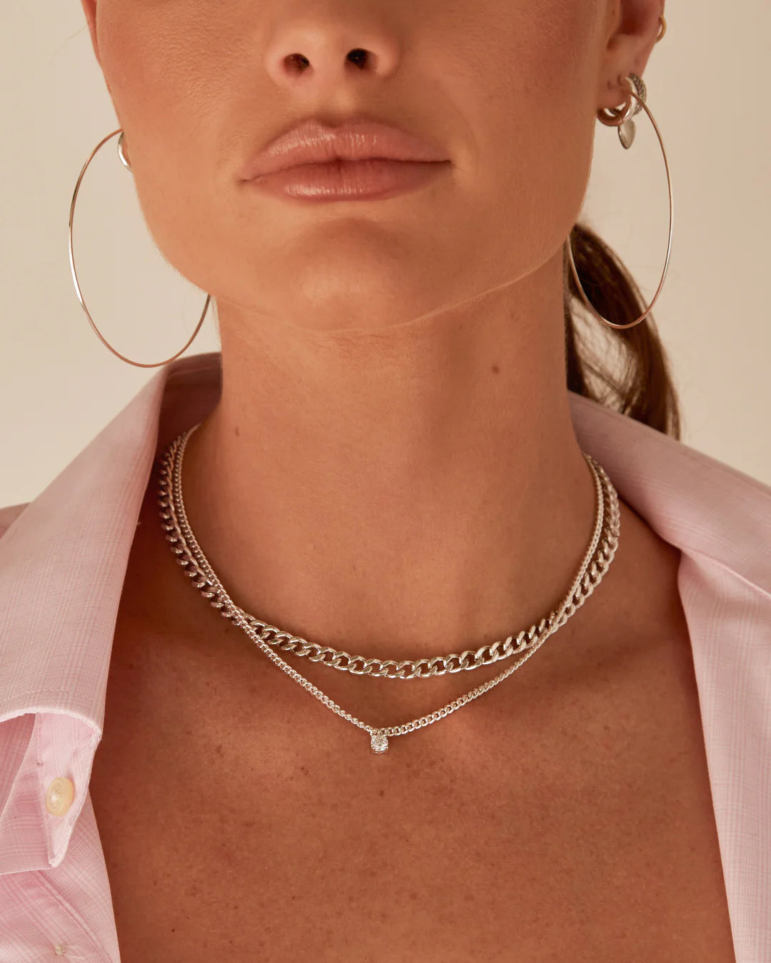 Luv AJ Bardot Stud Charm Necklace - Silver