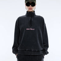 Ena Pelly QTR Zip Sweatshirt - Washed Shadow Grey