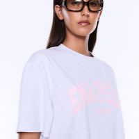 Ena Pelly Sophia Relaxed Tee - White Marle/Pink