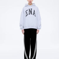 Ena Pelly Collegiate Oversized Hoodie - Mid Grey Marle