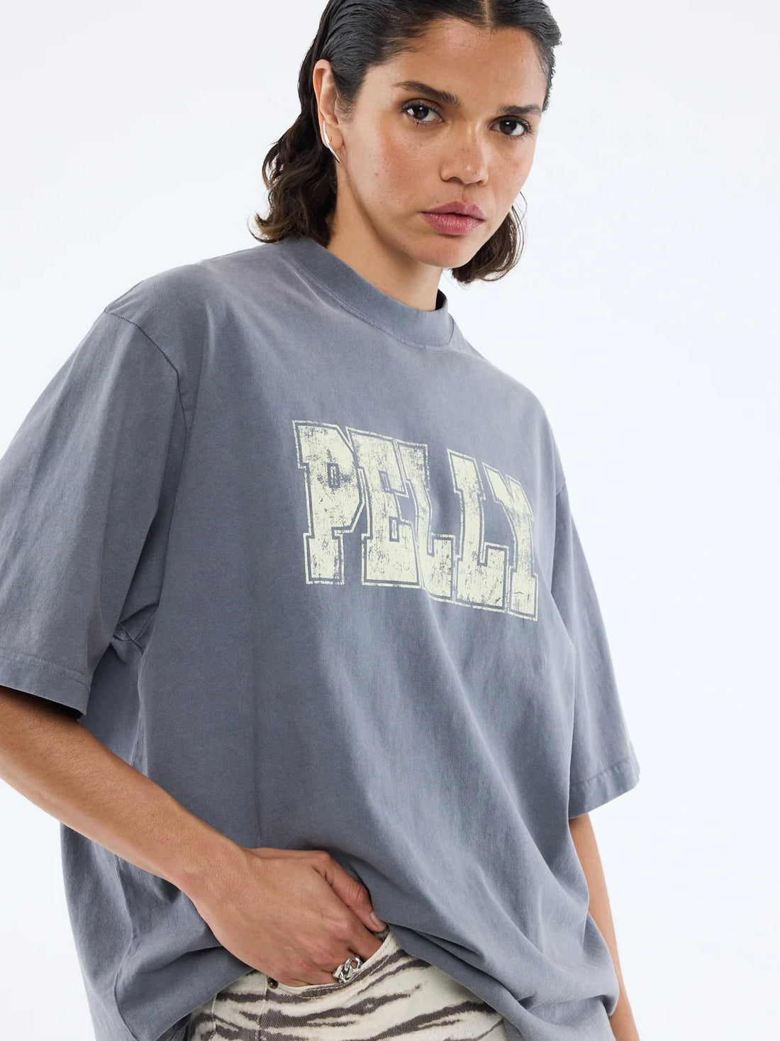 Ena Pelly World Tour Tee - Washed Grey
