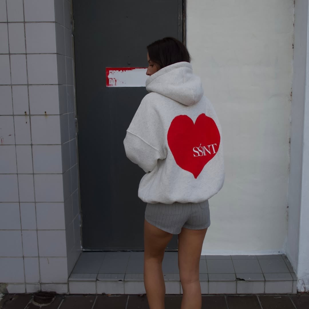 SŚAINT Grey Heart Hoodie - Grey