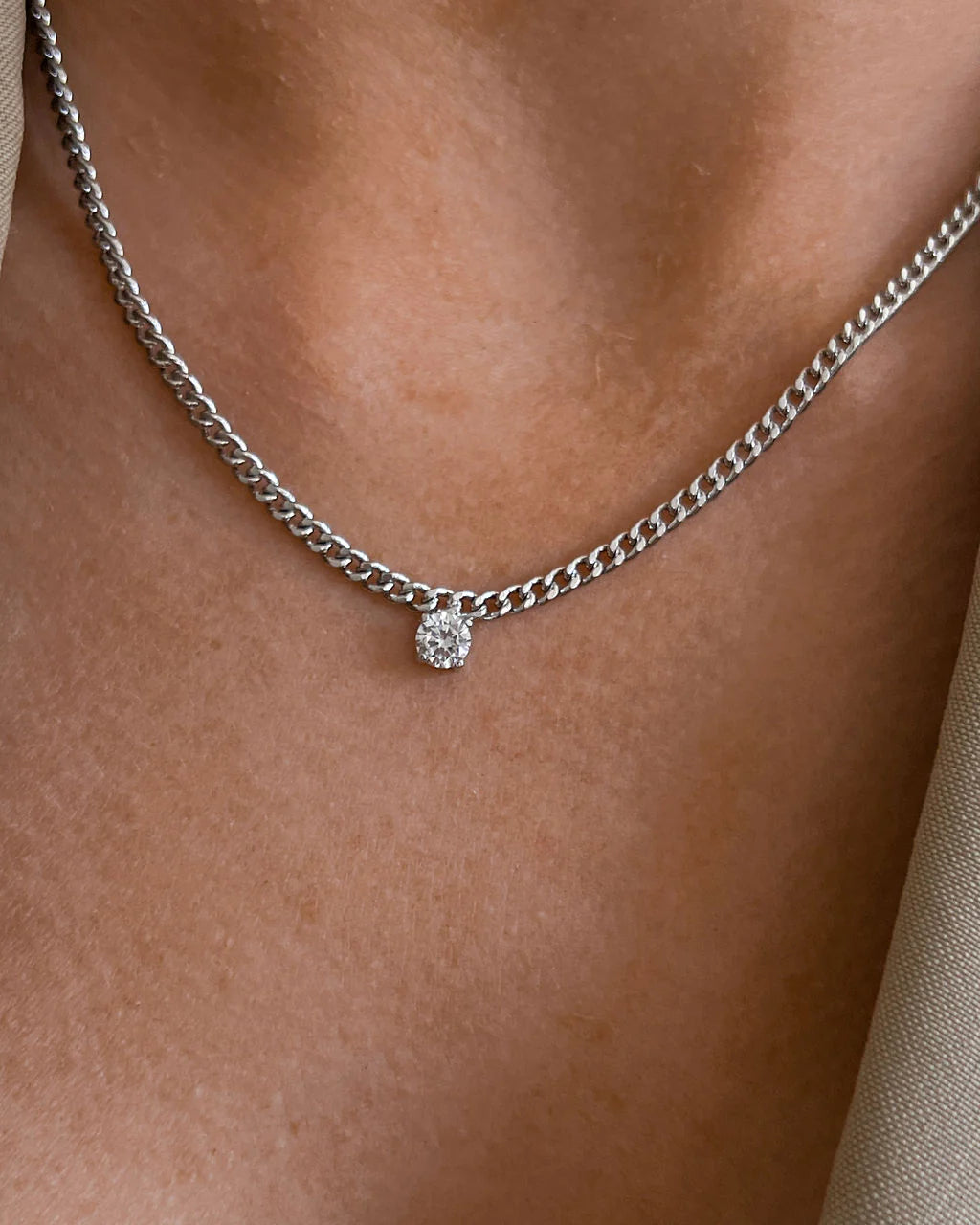 Luv AJ Bardot Stud Charm Necklace - Silver