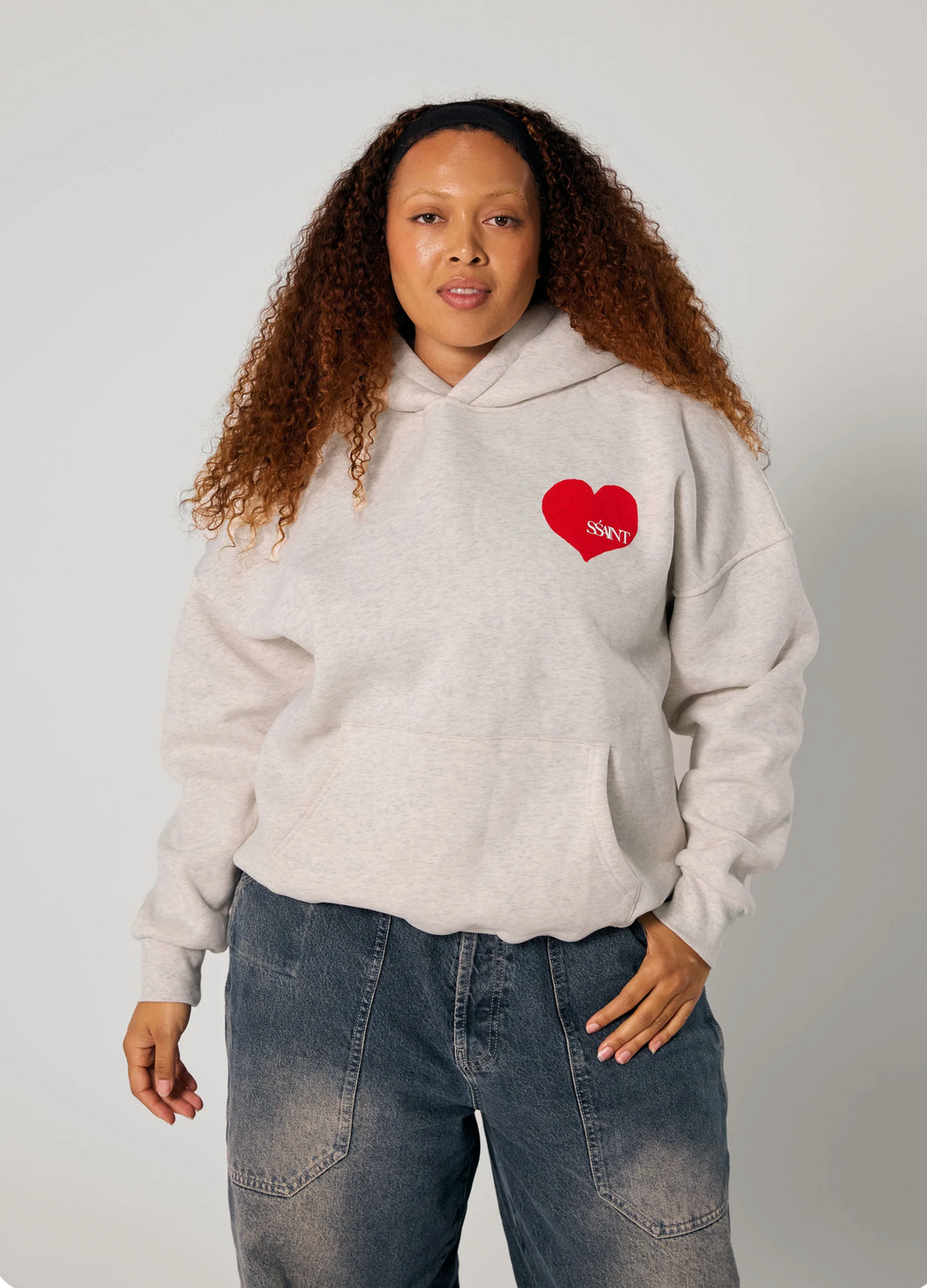 SŚAINT Grey Heart Hoodie - Grey