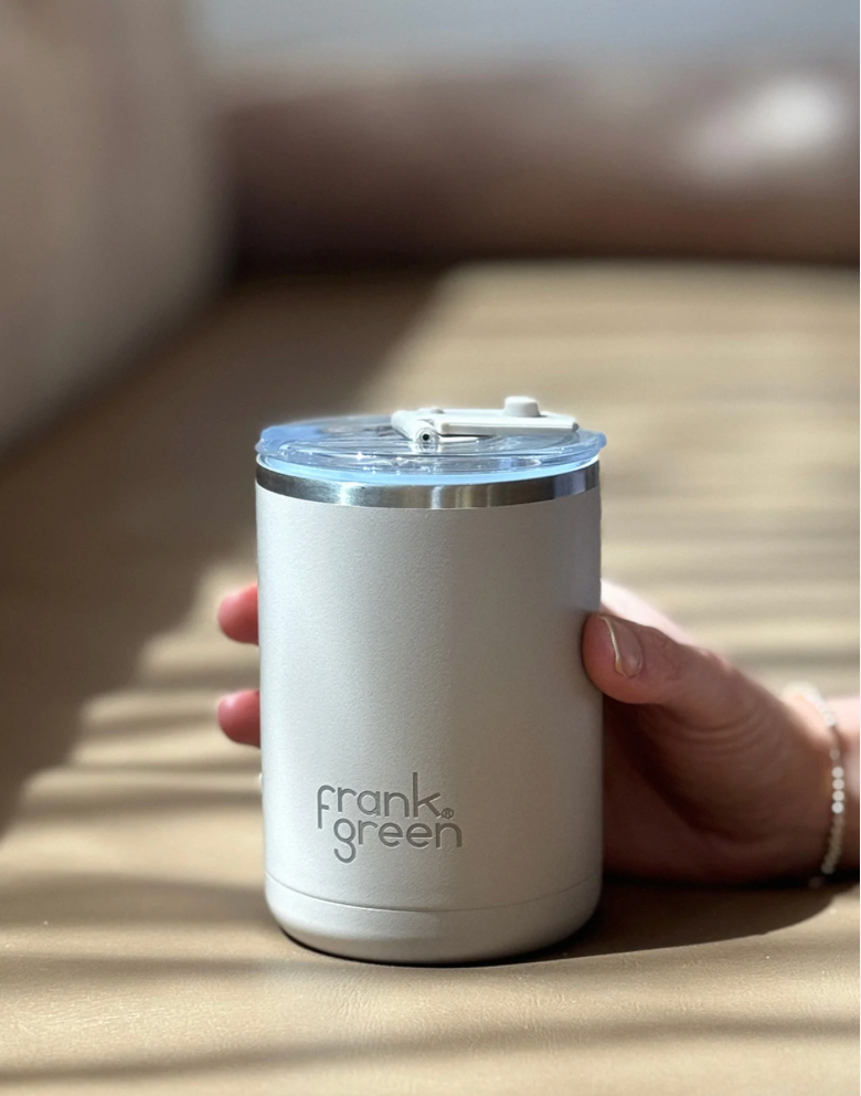 Frank Green Ceramic Coffee Cup with Hinged Lid 355ml - Cloud