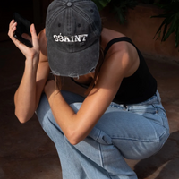 SŚAINT Logo Acid Wash Cap - Black