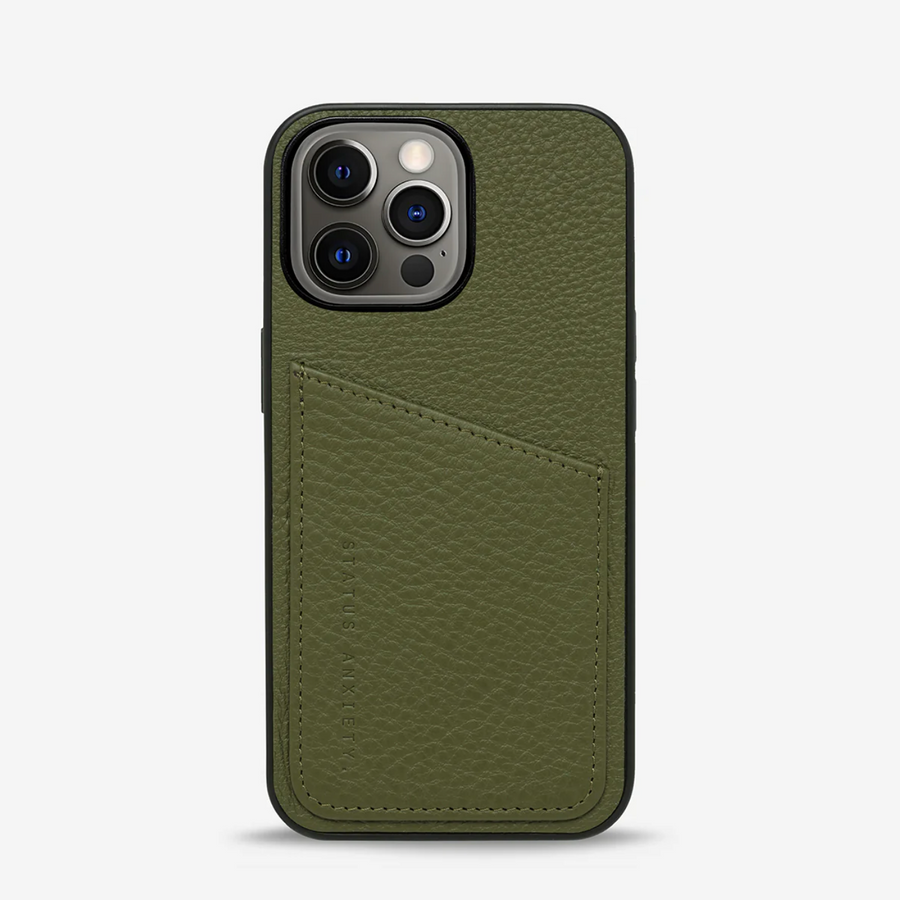 Status Anxiety Who's Who Leather Phone Case (iPhone) - Khaki