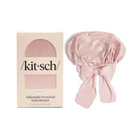 Kitsch Adjustable Oversized Satin Bonnet- Blush