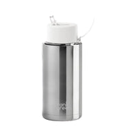 Frank Green Ceramic Reusable Bottle 34oz/1000ml - Chrome Silver/White