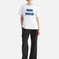 Ena Pelly 3D Logo Relaxed Tee - White Marle