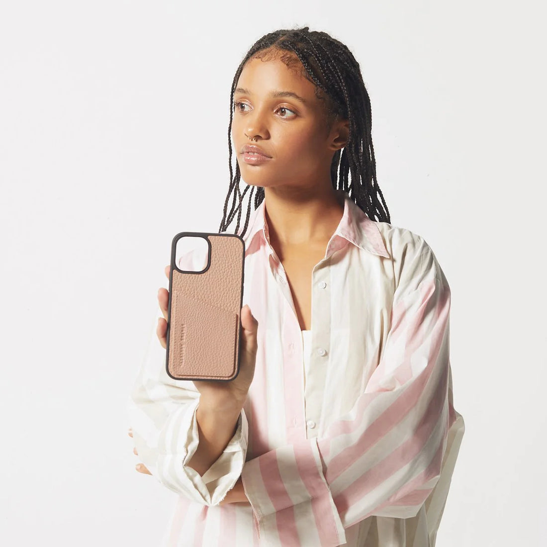 Status Anxiety Who's Who Leather Phone Case (iPhone) - Dusty Pink