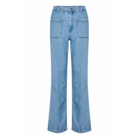 Gestuz MollieGZ High Waisted Flared Pants - Washed Mid Blue