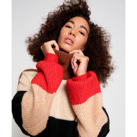 One Teaspoon Stevie Stripe Wool Mix Sweater - Camel Stripe