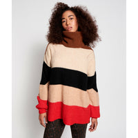 One Teaspoon Stevie Stripe Wool Mix Sweater - Camel Stripe