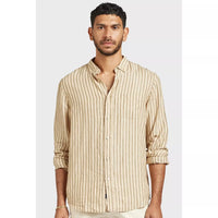 The Academy Brand Jeff Linen Shirt - Parchment Brown