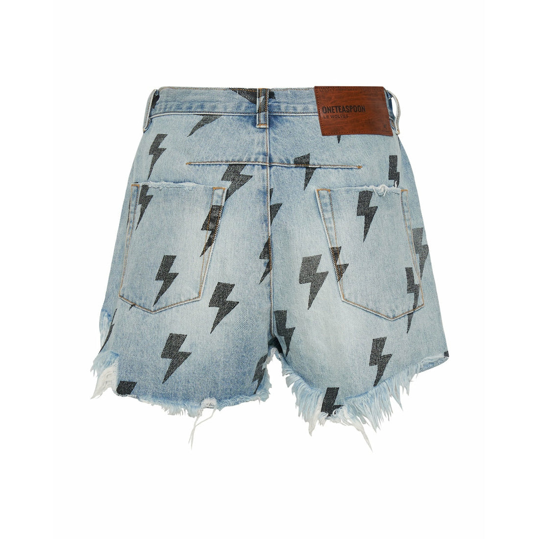 One Teaspoon Le Wolves Mid Length Denim Short - Blue Lightening