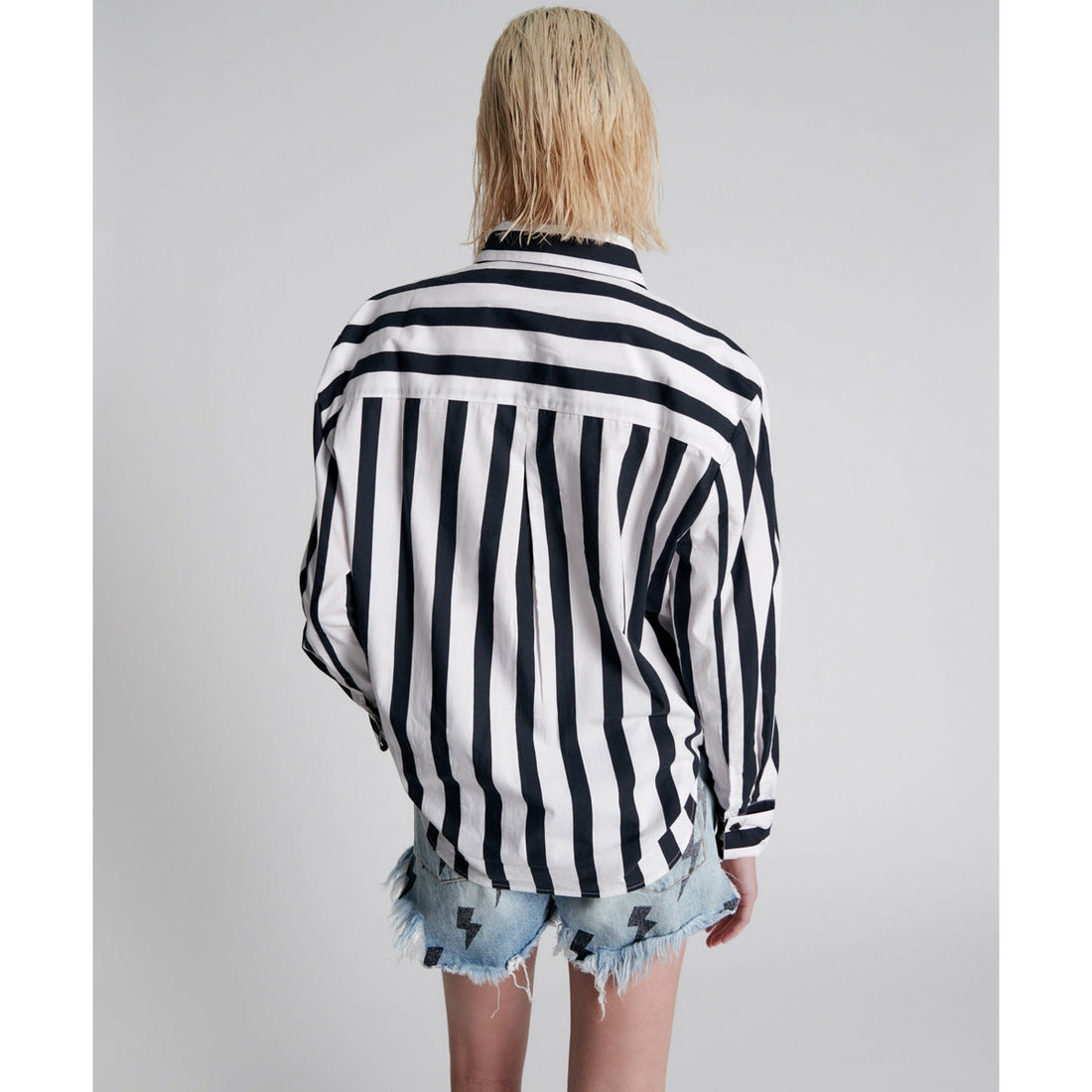 One Teaspoon Le Wolves Mid Length Denim Short - Blue Lightening