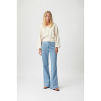 Gestuz MollieGZ High Waisted Flared Pants - Washed Mid Blue