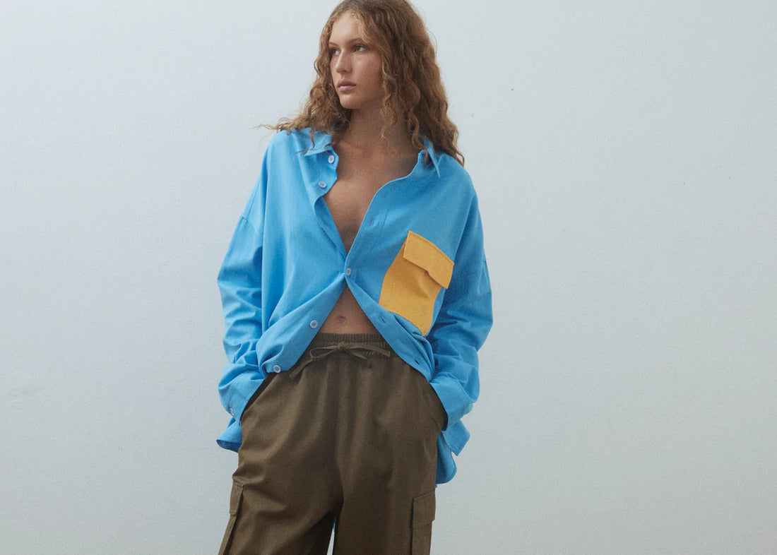 Blanca George Shirt - Cyan