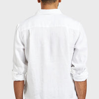 The Academy Brand Hampton L/S Linen Shirt - White