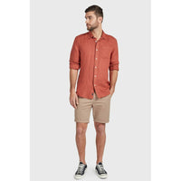 The Academy Brand Hampton L/S Linen Shirt - Chilli