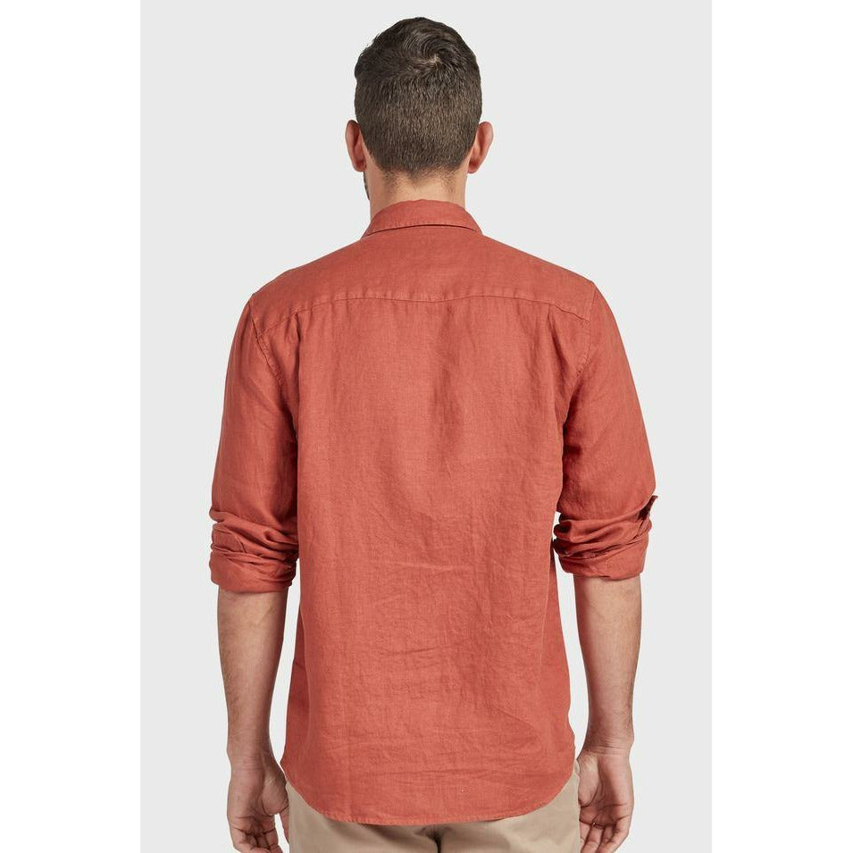 The Academy Brand Hampton L/S Linen Shirt - Chilli