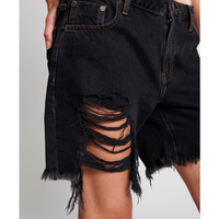 One Teaspoon Stevies Long Length Boyfriend Shorts - Worn Black