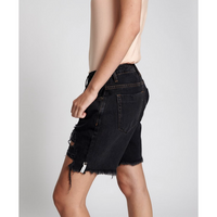 One Teaspoon Stevies Long Length Boyfriend Shorts - Worn Black