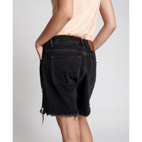 One Teaspoon Stevies Long Length Boyfriend Shorts - Worn Black