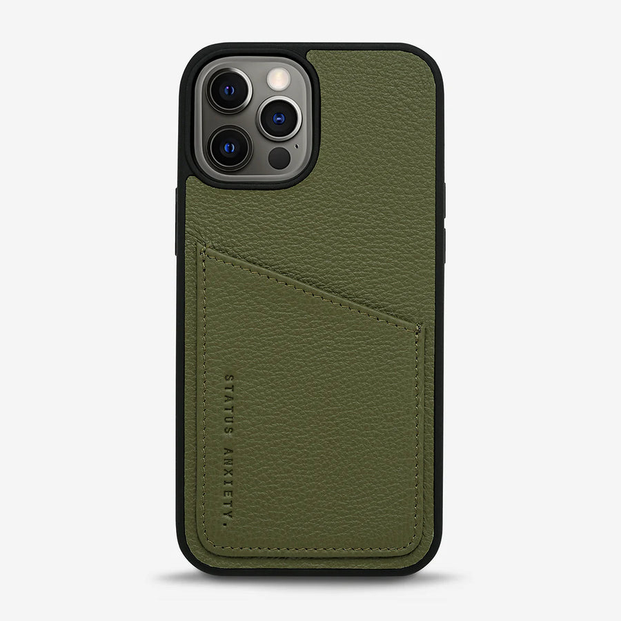 Status Anxiety Who's Who Leather Phone Case (iPhone) - Khaki