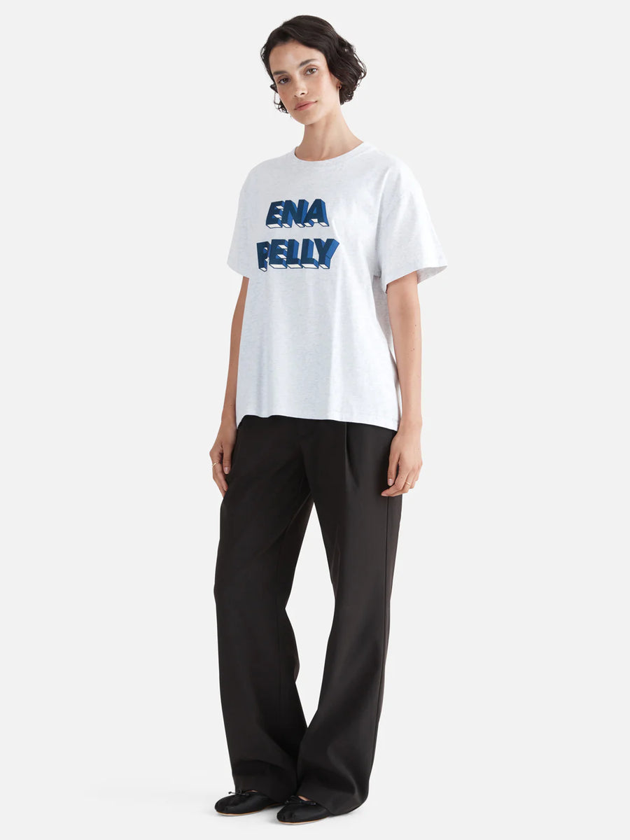 Ena Pelly 3D Logo Relaxed Tee - White Marle