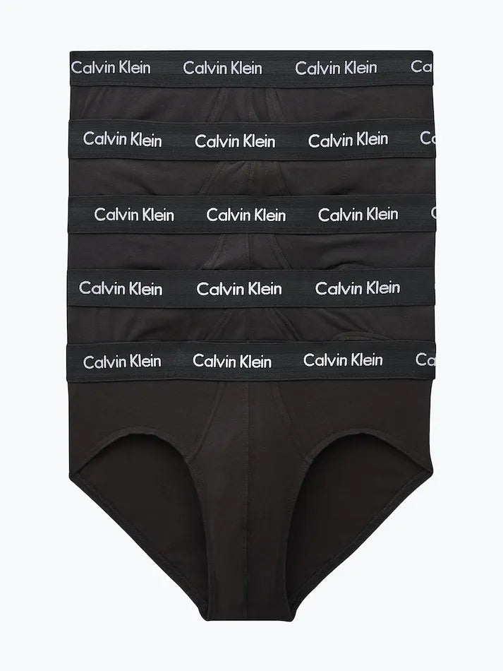 Calvin Klein Cotton Stretch 5 Pack Hip Briefs - Black