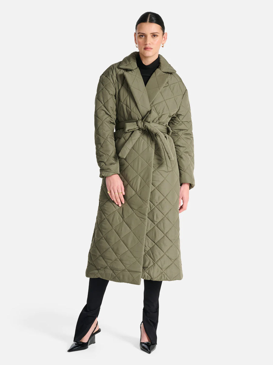 ENA PELLY Mia Longline Quilted Jacket - Hunter Green