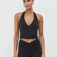 Pinky & Kamal Wrap Halter - Black