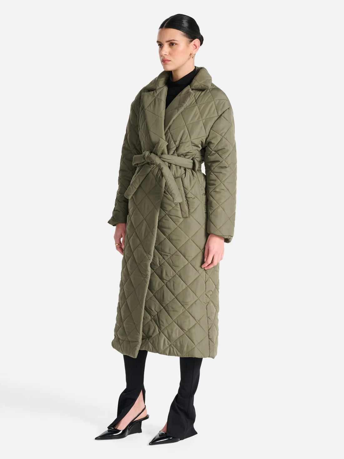 ENA PELLY Mia Longline Quilted Jacket - Hunter Green