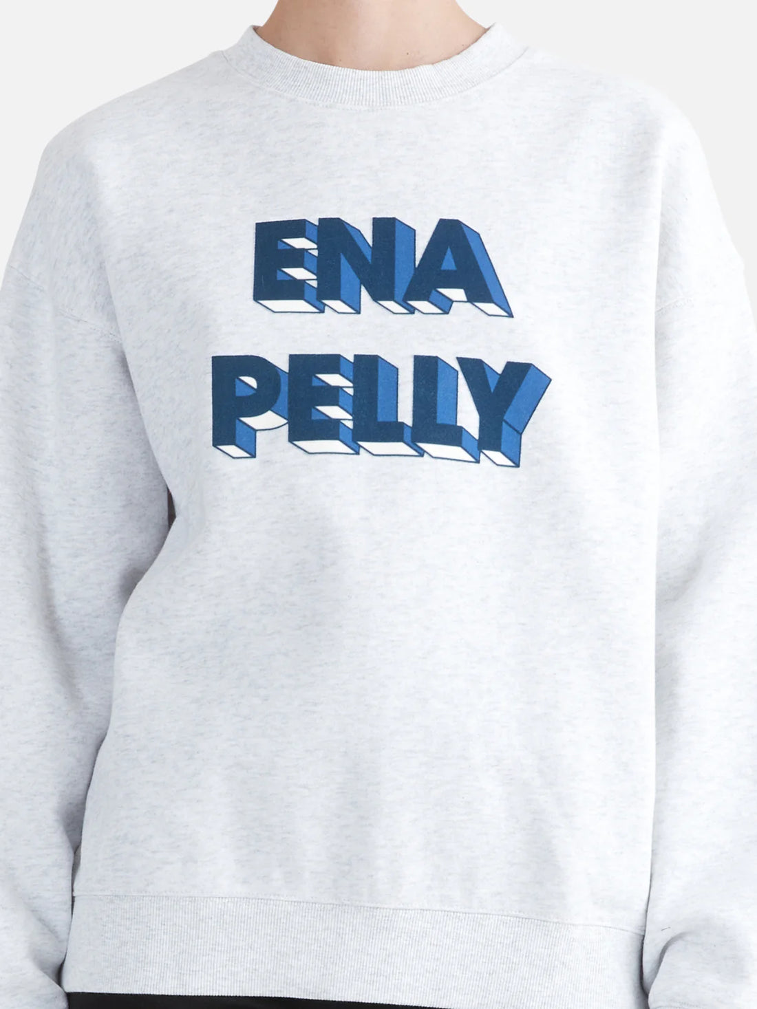 Ena Pelly 3D Logo Relaxed Sweater - White Marle