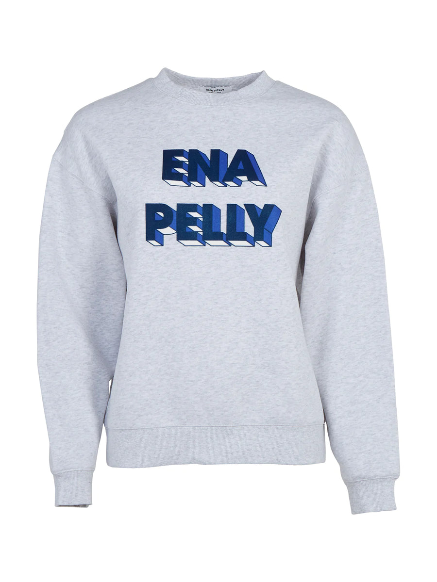 Ena Pelly 3D Logo Relaxed Sweater - White Marle