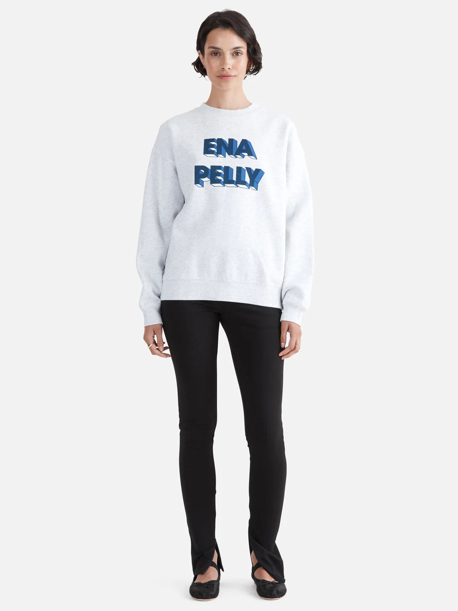 Ena Pelly 3D Logo Relaxed Sweater - White Marle