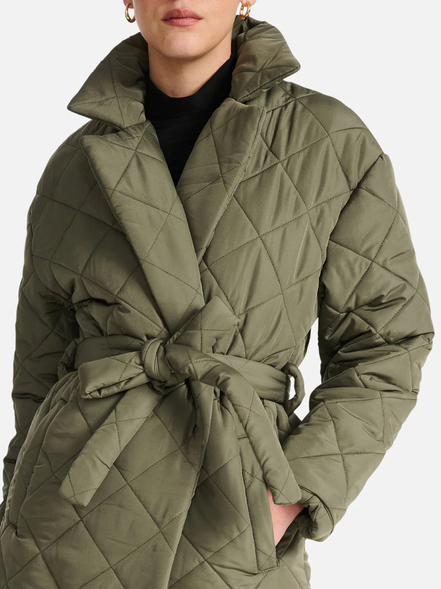 ENA PELLY Mia Longline Quilted Jacket - Hunter Green