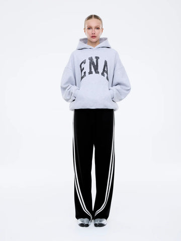 Ena Pelly Collegiate Oversized Hoodie - Mid Grey Marle