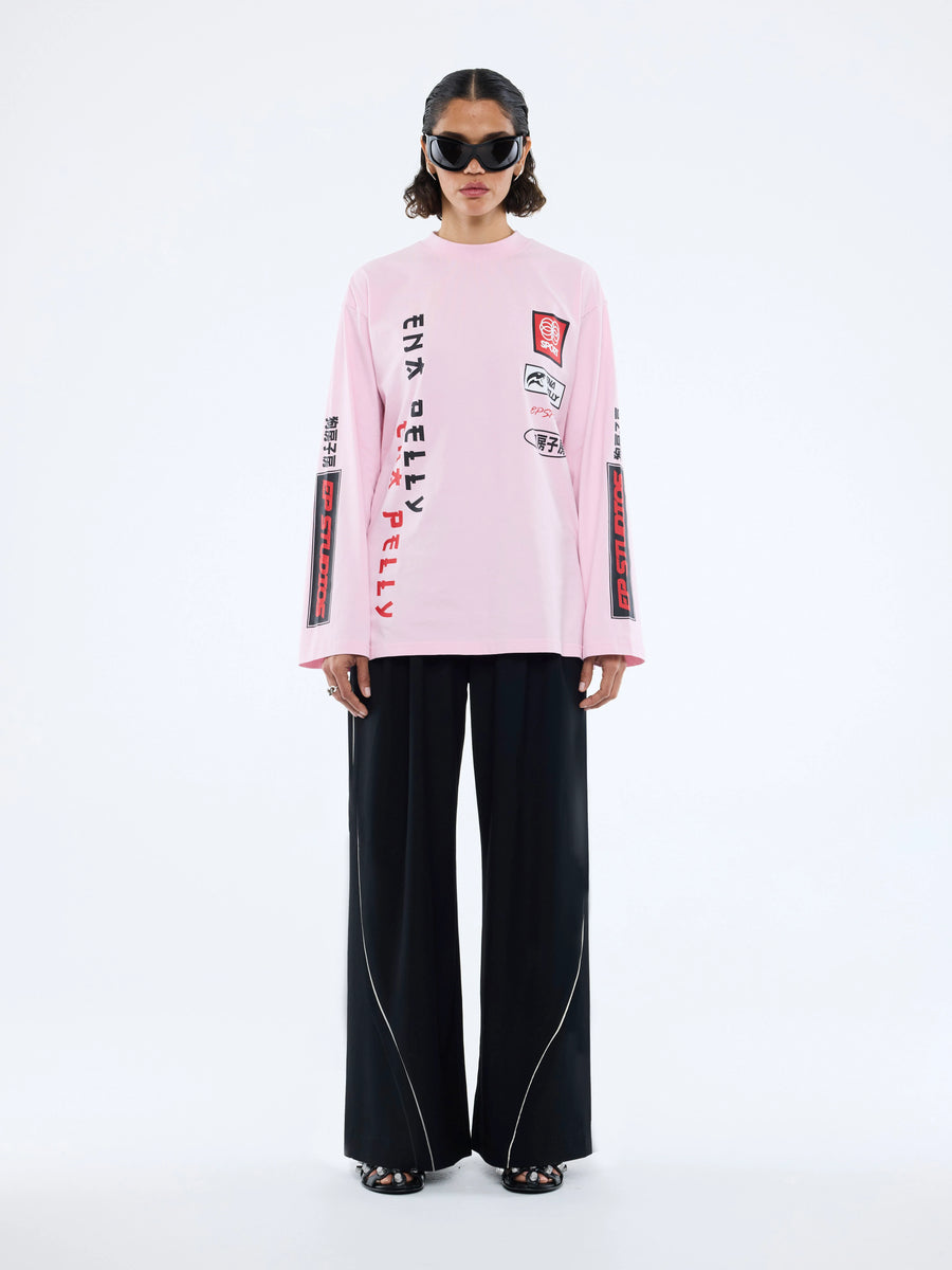 Ena Pelly Street Signs Long Sleeve Tee - Pink