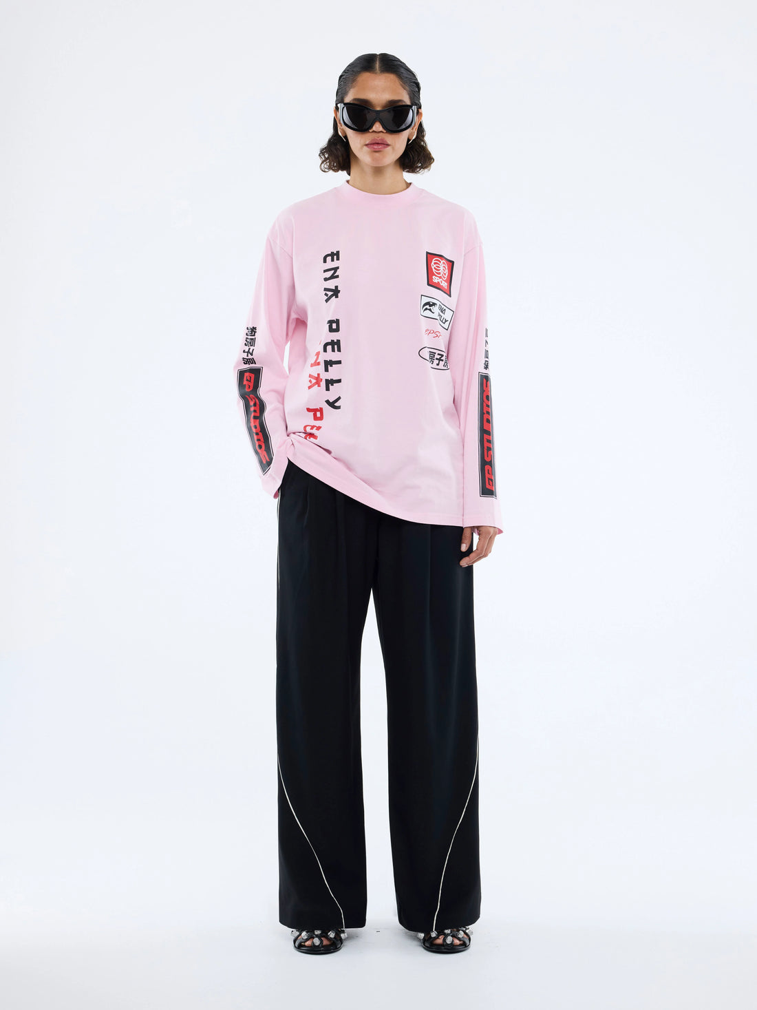 Ena Pelly Street Signs Long Sleeve Tee - Pink