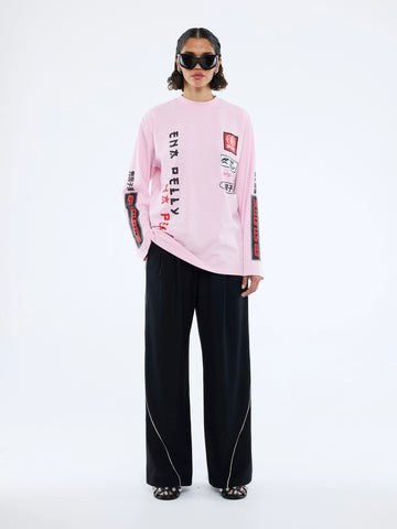 Ena Pelly Street Signs Long Sleeve Tee - Pink